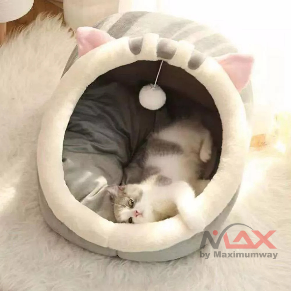 Tempat tidur kucing peliharaan kesayangan Hachikitty Keranjang Tidur Hewan Kucing Cat House Tent - HTC01 tenda kucing tempat tidur dan bermain kucing Cute Cat Bed Warm Pet Basket Cozy Kitten Lounger Cushion Cat House Tent Very Soft Small Dog Mat Bag