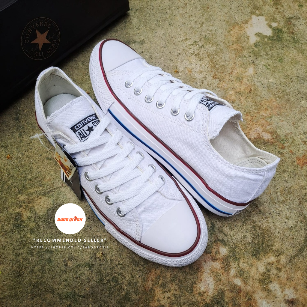 PROMO Sepatu Converse Chuck Taylor OX Classic White List Flag, Upper Kanvas, Tapak Rubber, Premium Import Quality Tag Made in Vietnam