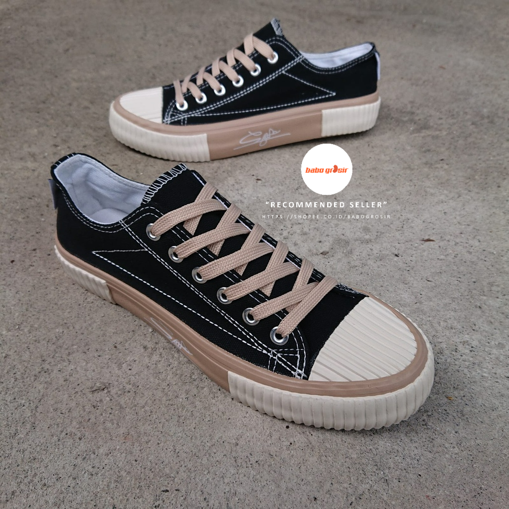 PROMO Sepatu Import Mutuoni Black Brown Original, Sepatu Sneakers Harga Murah, TOP Quality (Free Box)
