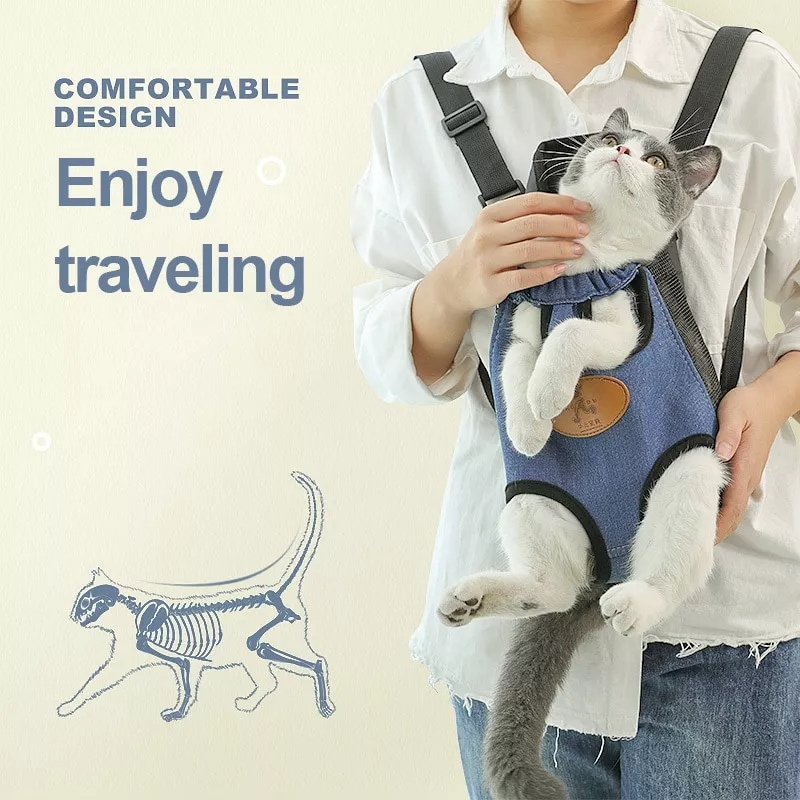 Tas Gendong ransel kucing dan anjing nyaman tidak panas untuk travel jalan jalan Bawa Kucing Anjing Hoopet Tas Ransel Backpack Hewan Anjing Kucing Pet Carrier Cat Bag Portable Cat Strap for Going out Chest Bag Dog Carrying Back Cat Pocket Cat Walking Bag