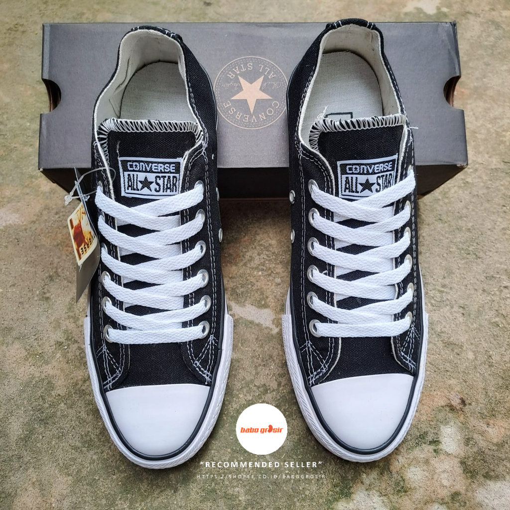 PROMO Sepatu Converse Chuck Taylor OX Classic Black White, Upper Kanvas, Tapak Rubber, Premium Import Quality Tag Made in Vietnam