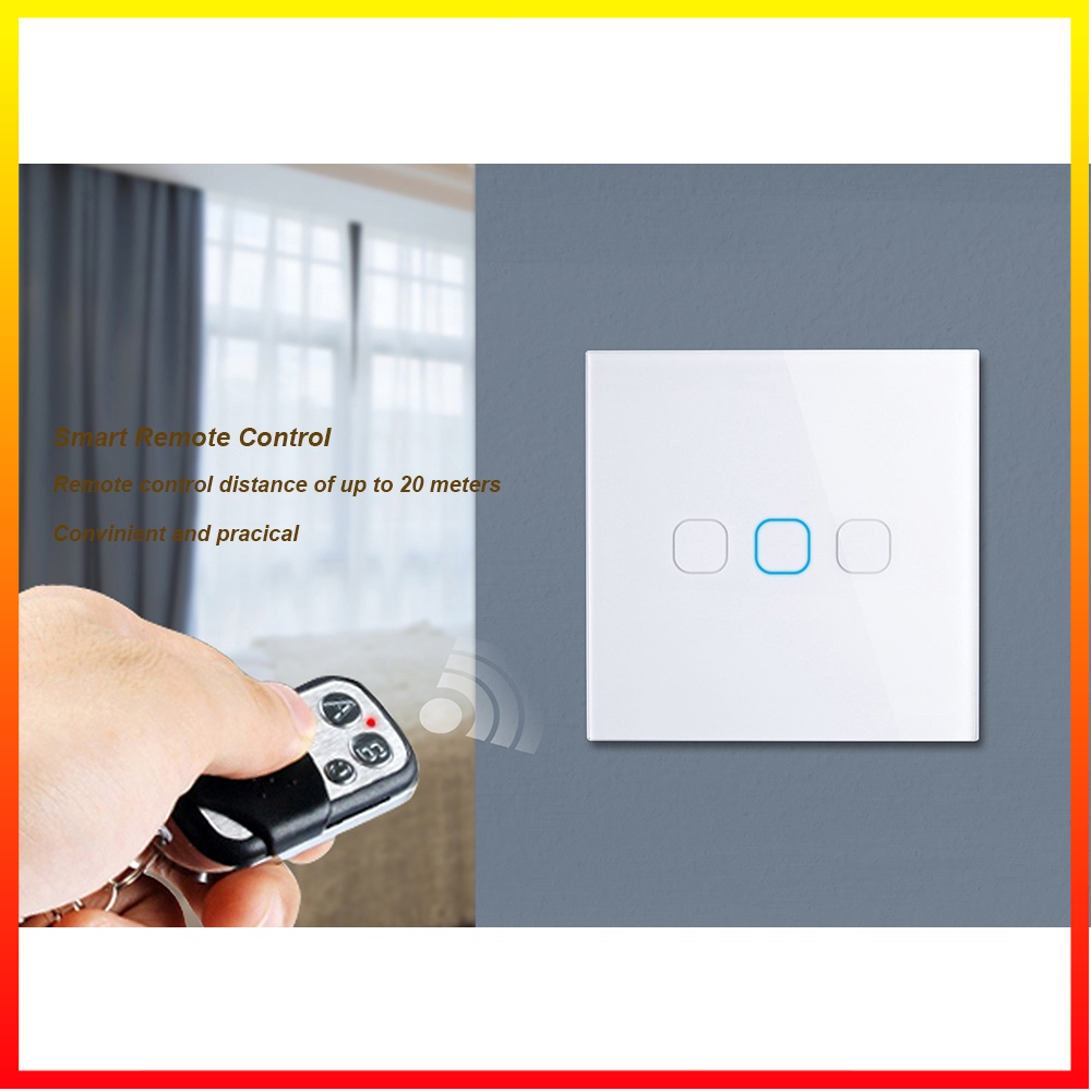 Saklar Lampu Dinding Smart Switch Luxury Design Full Touch LED with Remote Switch TaffLED XJG-DH001 - 1KHX01BK