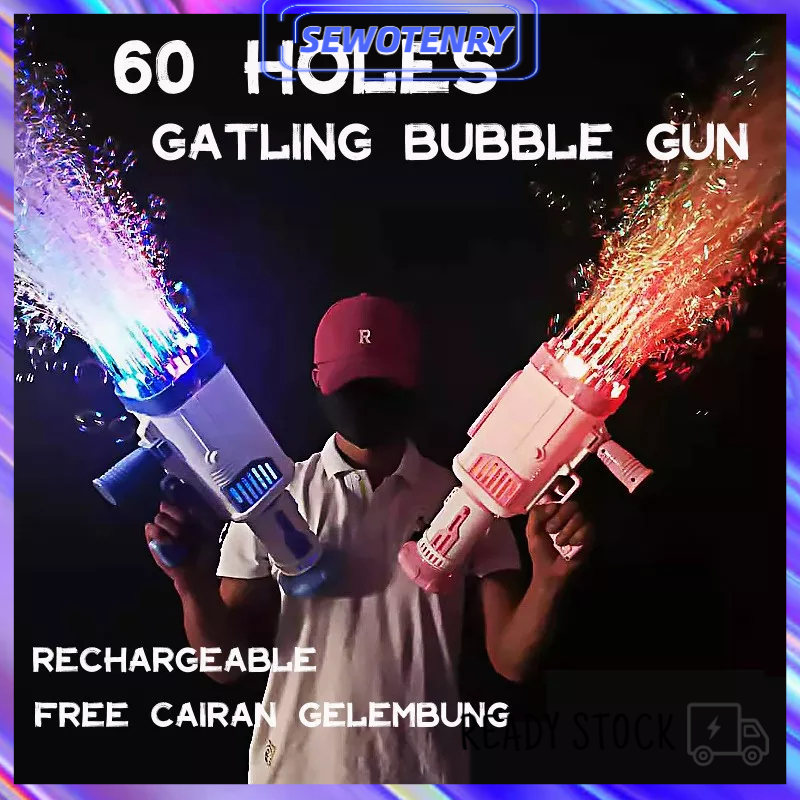 【COD】Mainan Bubble Gun Gatling 60 HOLE Mainan Tembak Gelembung Mainan Anak