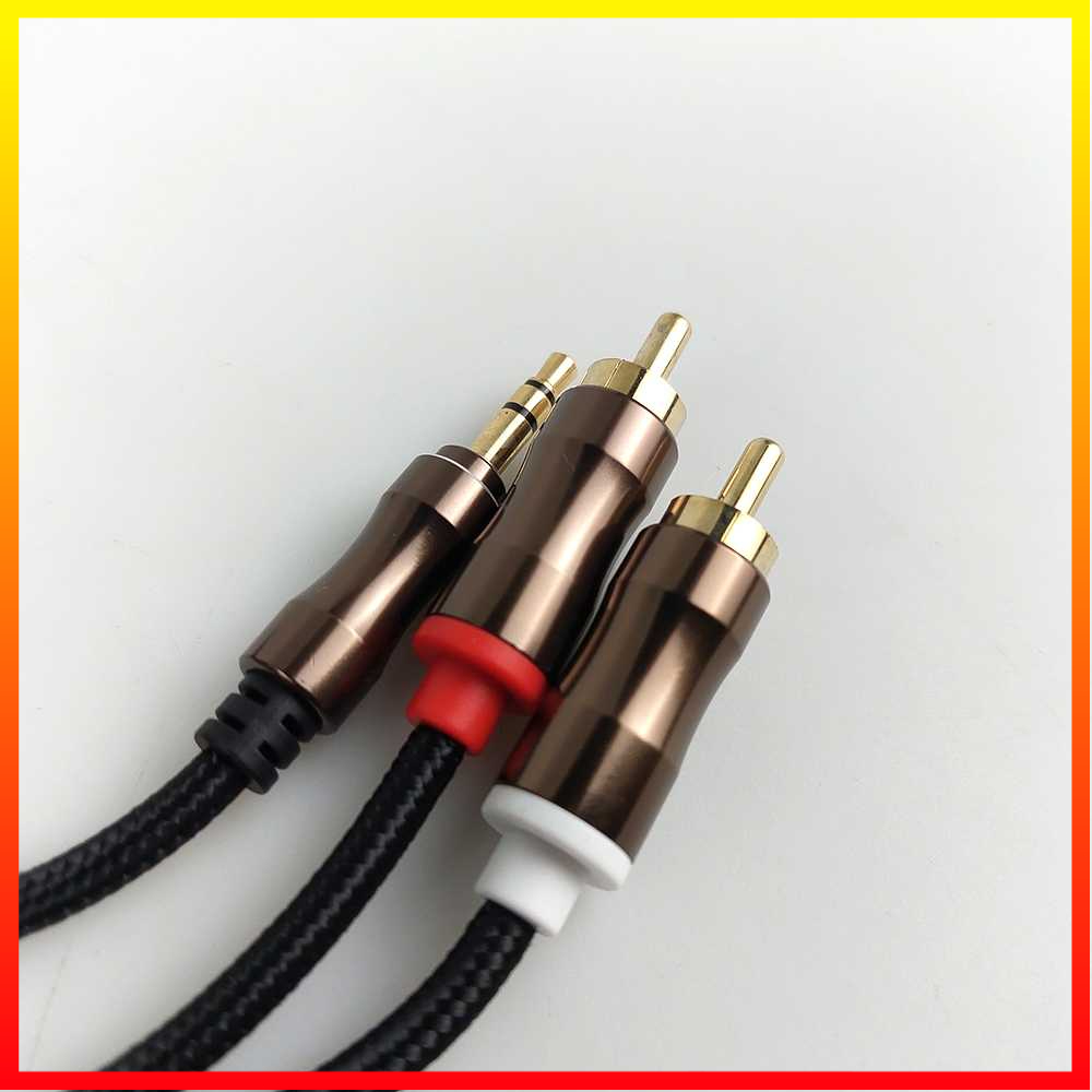 Kabel Konversi Audio AUX 3.5 mm ke RCA Plug Proteksi Stereo Laptop PC Tablet Smartphone 1 Meter Vention - VWCL0EBK