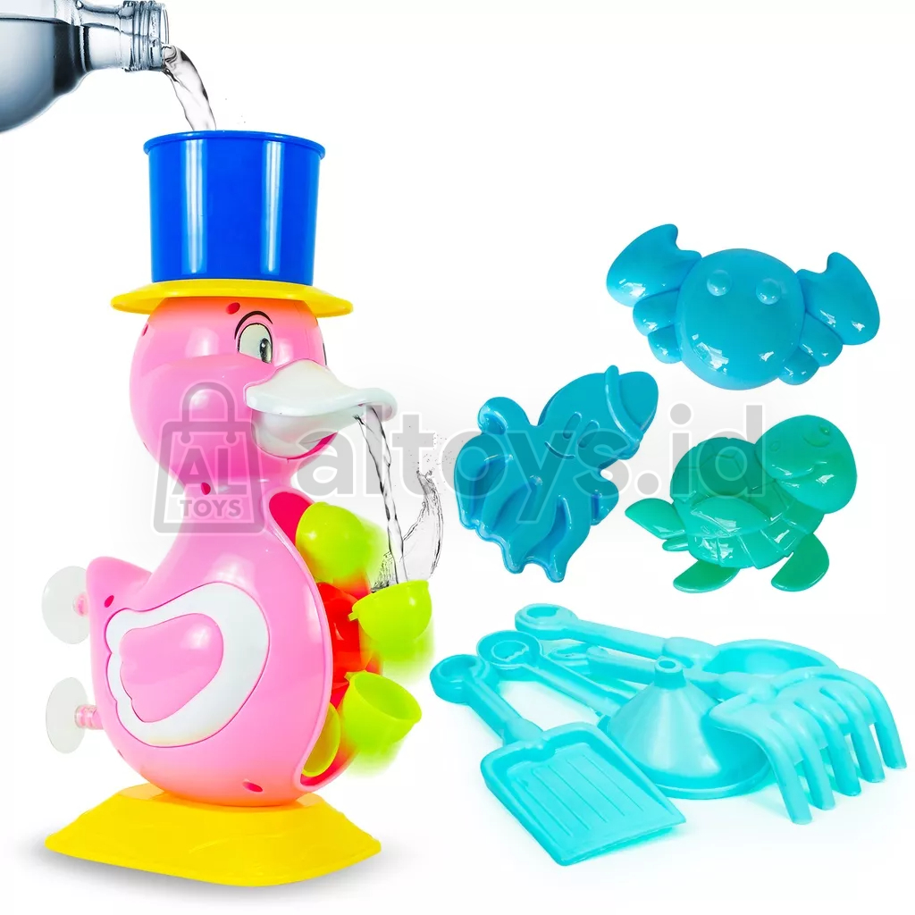 Mainan Edukasi Kincir Air Bebek + Cetakan Pasir Pantai Set Jala YP35