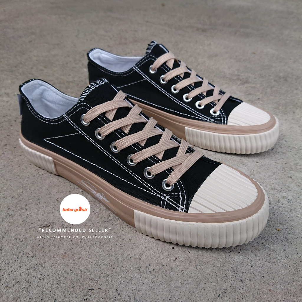 PROMO Sepatu Import Mutuoni Black Brown Original, Sepatu Sneakers Harga Murah, TOP Quality (Free Box)