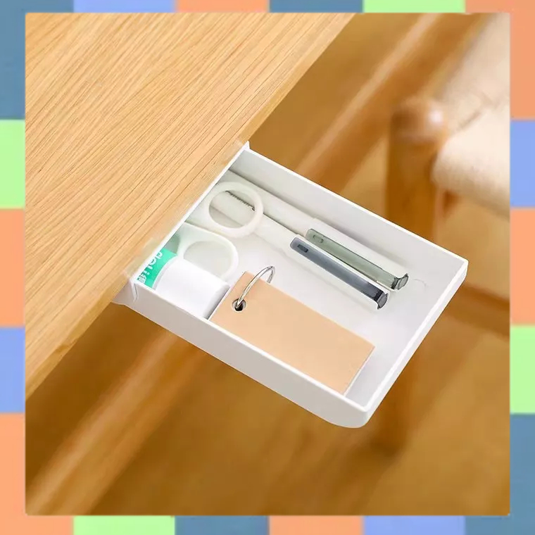 Laci Tempel  Bawah Meja Tempat Penyimpanan Multifungsi Drawer Storage Box