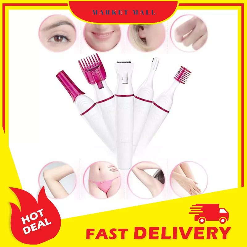 Trimmer Shaver Elektrik Portable Alat Pencukur Bulu Hidung Ketiak Lengan Wajah Kemaluan Tubuh 5in1 - OMHRDKWH