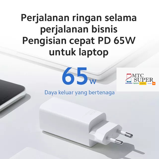 Xiaomi 65W GaN Charger (Type-A + Type-C) Pengisian Daya Cepat Port Ganda Type-C 65W MAX