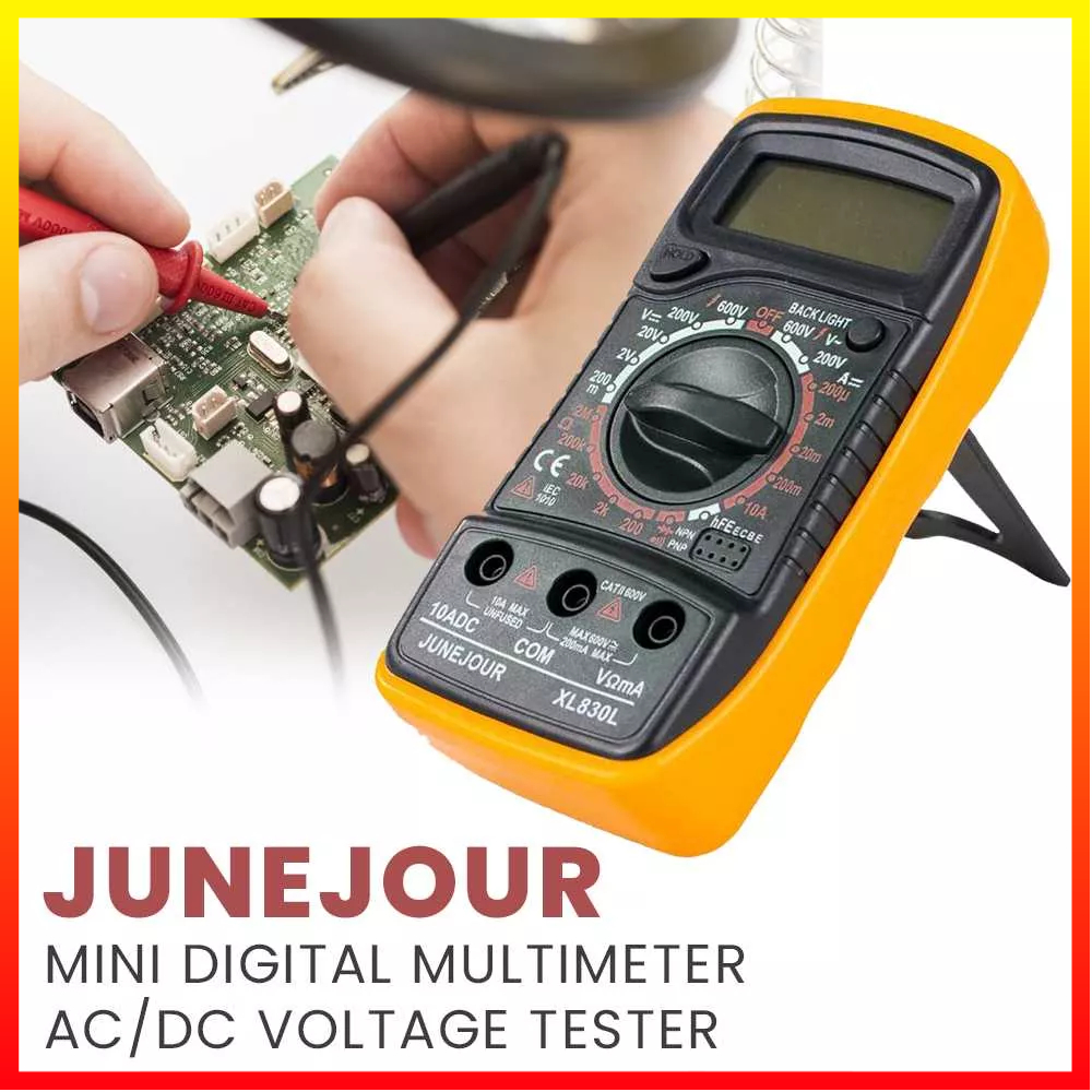 Multitester Mini Digital Multimeter AC/DC Voltage Tester Case Karet Akurat dan Detail Hemat Baterai Junejour - XL830L - 7ROT4VBK