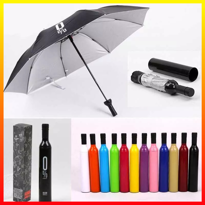 Payung Lipat Hadiah Unik dan Dekorasi Estetik Desain Botol Wine Folding Umbrella Anti UV Deco - OMHAQ8BK