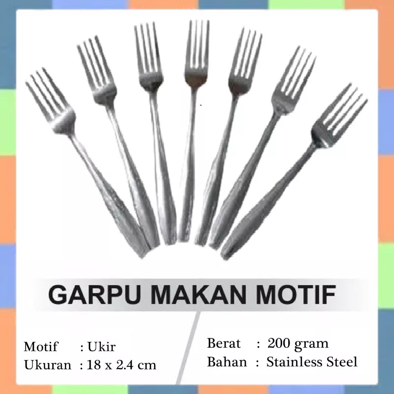 12PCS Garpu Makan Stainless Motif Ukir Garpu Makan Stainless 18 cm