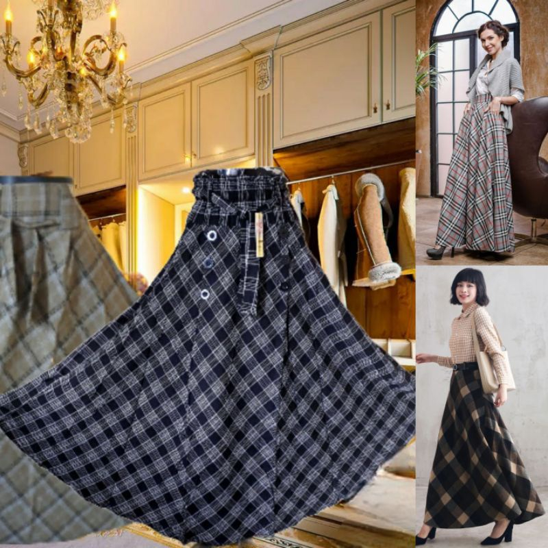 ROK KATUN FLANEL PAYUNG//ROK TARTAN FLANEL UMBRELLA// ORIGINAL KATUN flanel Woll*