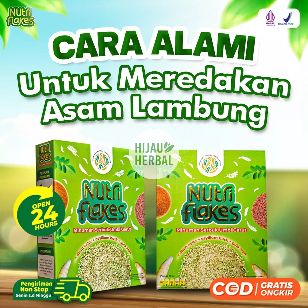 Nutriflakes - Terapi Lambung &amp; Pencernaan Minuman Kaya Serat Solusi DIET, Maag, Asam Lambung Kronis Lancarkan Pencernaan Bantu Turunkan Berat Badan Diet Isi 280gr