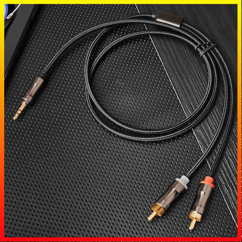 Kabel Konversi Audio AUX 3.5 mm ke RCA Plug Proteksi Stereo Laptop PC Tablet Smartphone 1 Meter Vention - VWCL0EBK