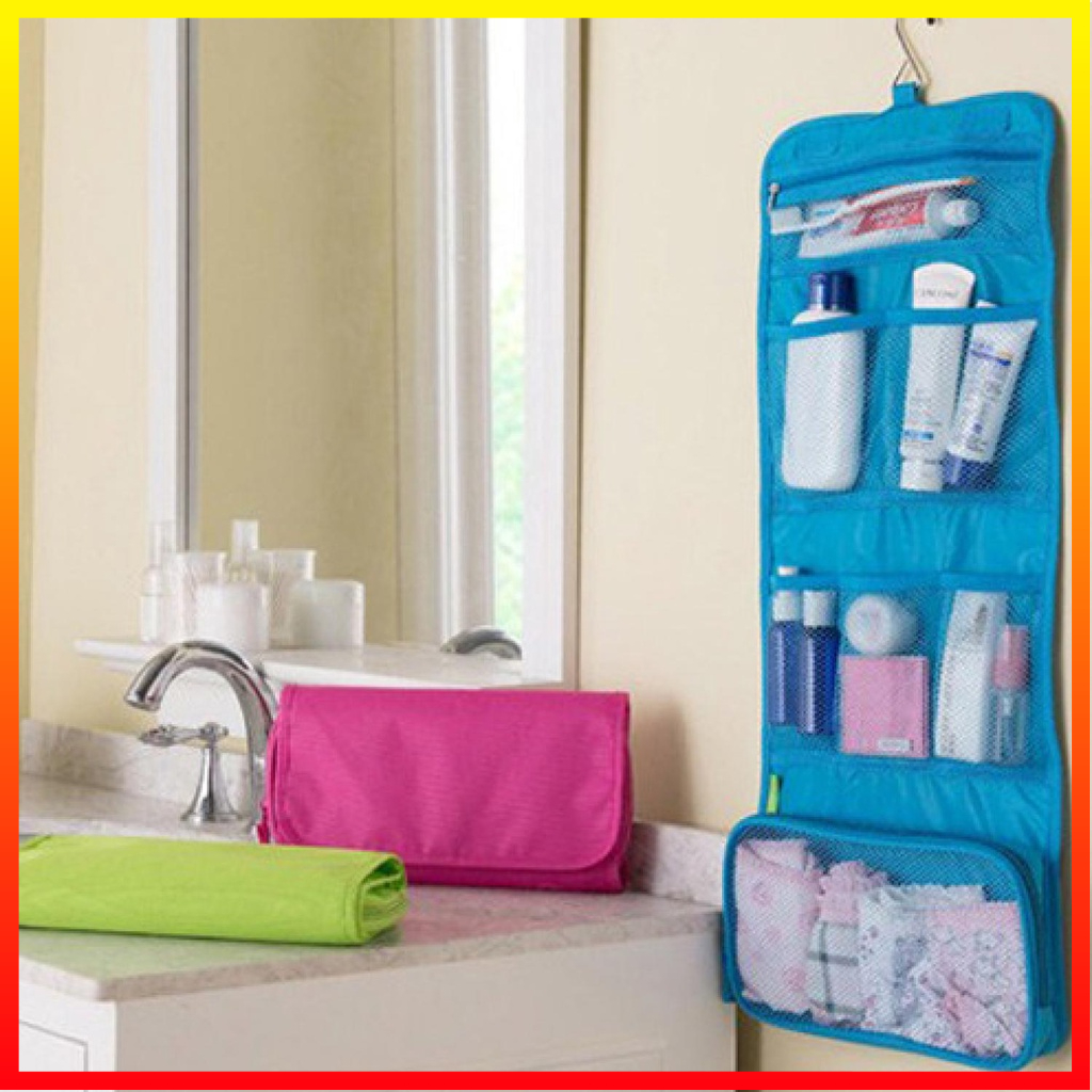 Tas Kosmetik Versi Korea Multifungsi Portabel Gantung Lipat Travel Perlengkapan Mandi Tahan Air Kapasitas Besar Oxford Ritsleting Miyahouse - OMHAMPTC
