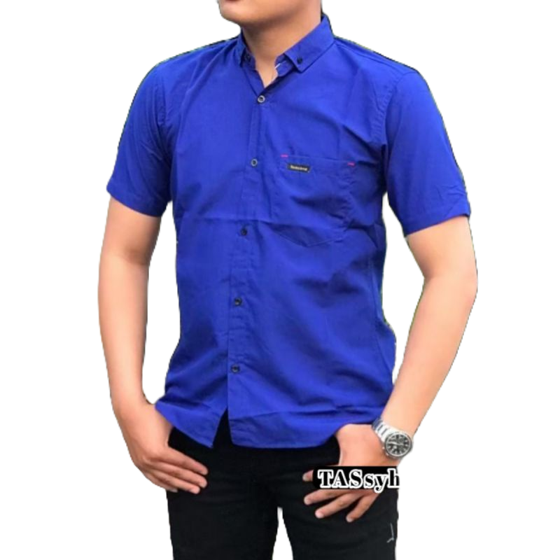 Kemeja Polos Biru Persib Lengan Pendek Distro