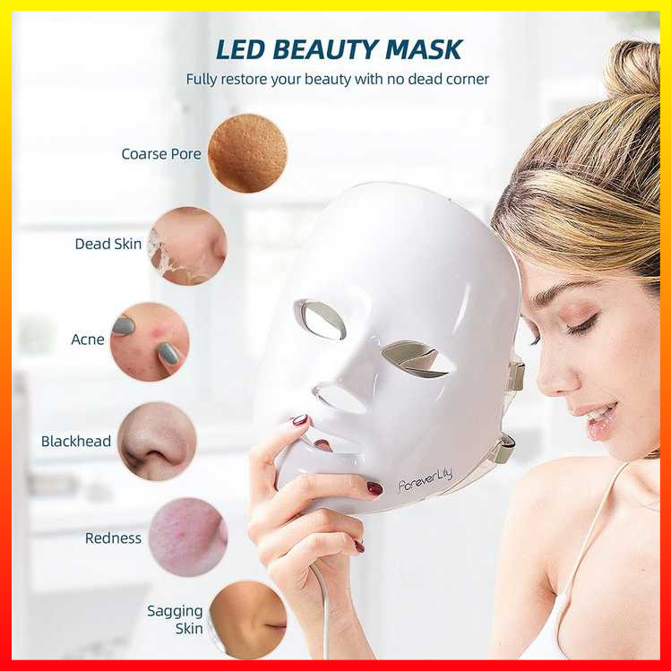 Masker Wajah LED Phototeraphy Perlindungan Mata Strap Remot Kontrol Facial Beauty Mask ForeverLily - 7RHRC6WH