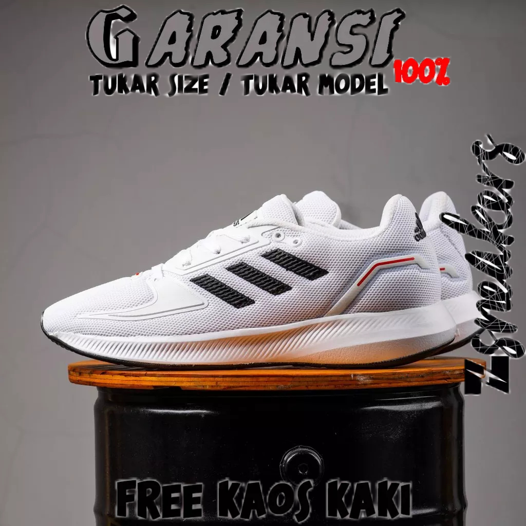 ADIDAS RUN FALCON WHITE BLACK┃ORIGINAL 100%┃ ADIDAS RUN FALCON ┃ SEPATU ADIDAS PUTIH┃SEPATU PRIA┃SEP