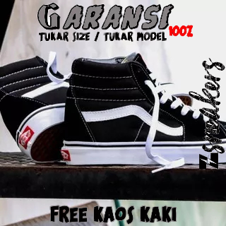 VANS CLASSIC SK8-HI BLACK WHITE ┃ORIGINAL 100%┃SEPATU HITAM┃SEPATU PUTIH┃SEPATU PRIA┃SEPATU VANS SK8