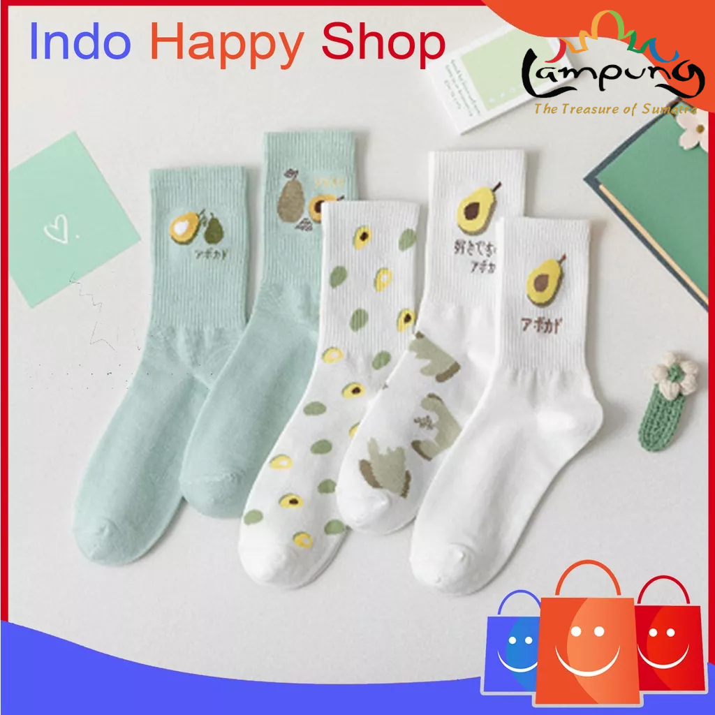 ⭐️𝐈𝐇𝐒 𝟓𝟖𝟖 𝐋𝐚𝐦𝐩𝐮𝐧𝐠⭐️Kaos Kaki Wanita Panjang Motif Avocado Kaos Kaki Setinggi Betis Import