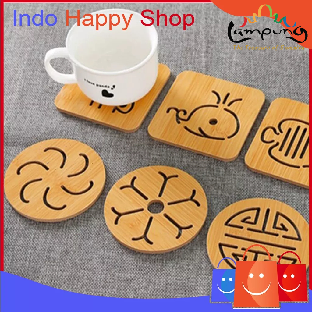 ⭐️𝐈𝐇𝐒 𝟎𝟕𝟒 𝐋𝐚𝐦𝐩𝐮𝐧𝐠⭐️Tatakan Wajan Piring Kuali Gelas Anti Panas Bahan Kayu Versi Kecil Import