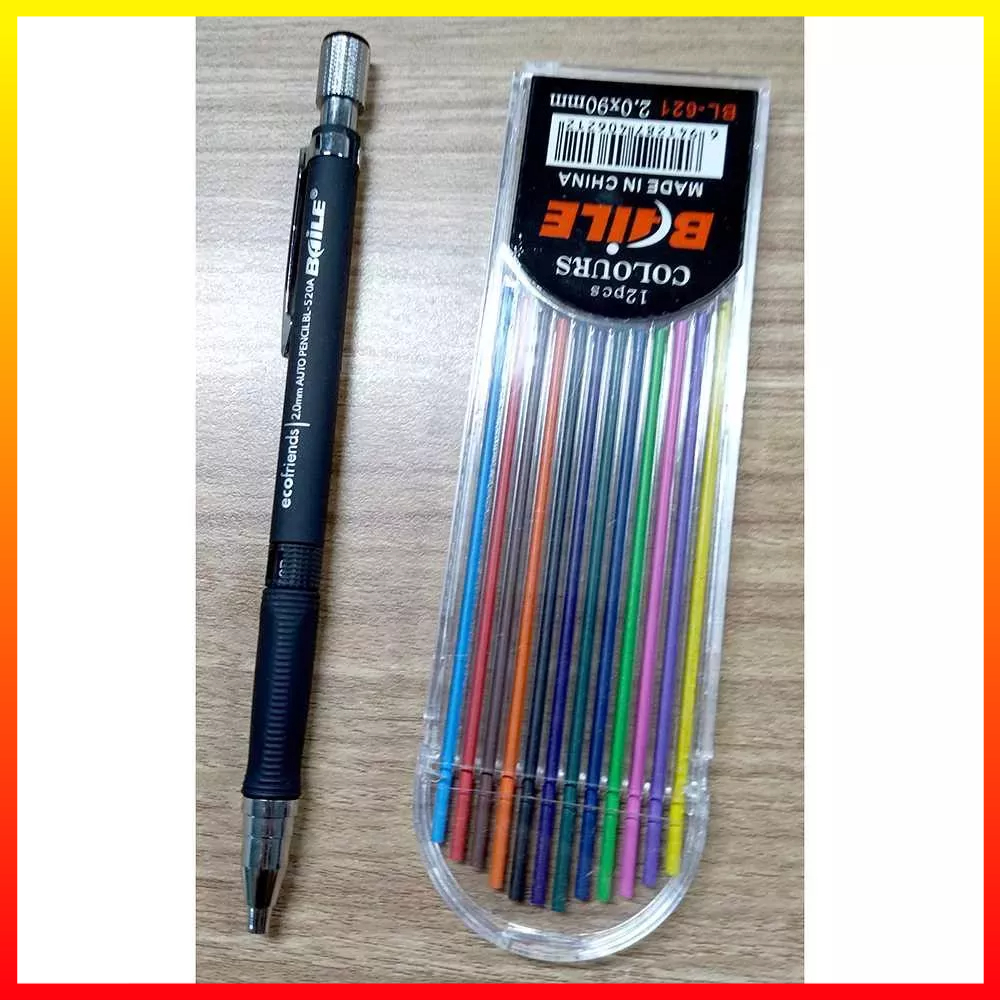 Pensil Mekanik Mechanical Pencil 2B 2mm 12 Isi Ringan dan Tahan Lama - 7ROTEFBK