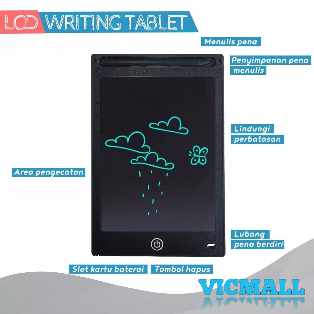 VICMALL - Papan Tulis LCD Screen Writing Drawing Rabbit Tablet Edukasi 8.5 inch