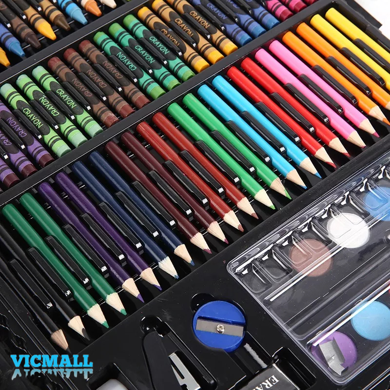 VICMALL - Crayon Set 168pcs / Krayon Mewarnai Anak 168pcs / Pensil Warna Set 168pcs