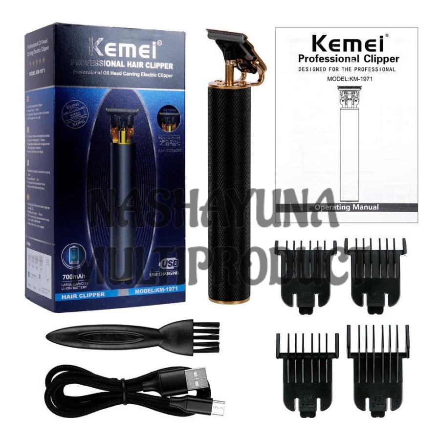 KEMEI KM-1971 PROFESIONAL TRIMMER MESIN CUKUR RAMBUT KEMEI KM 1971 - Hitam/Gold