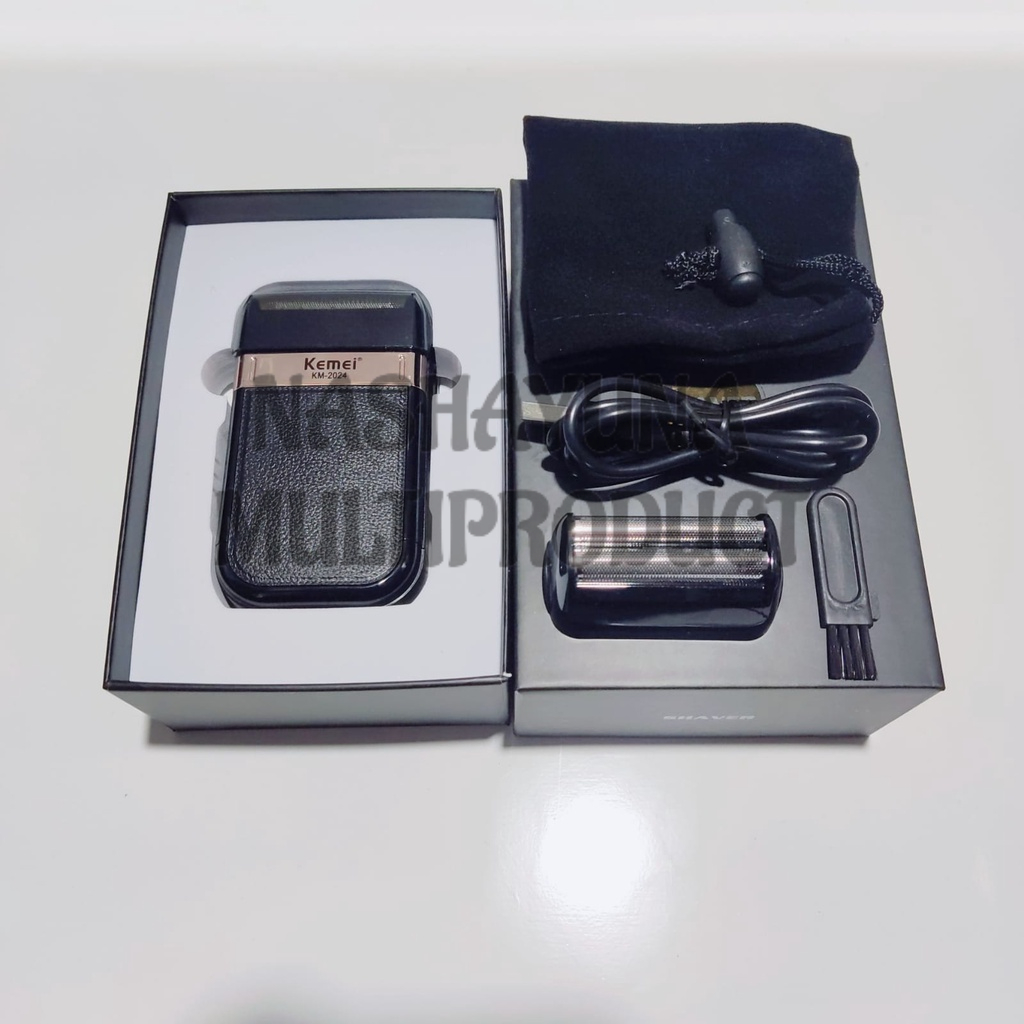 Kemei KM-2024 USB Wet and Dry Shaver Trimmer Alat Cukur Jenggot Kumis