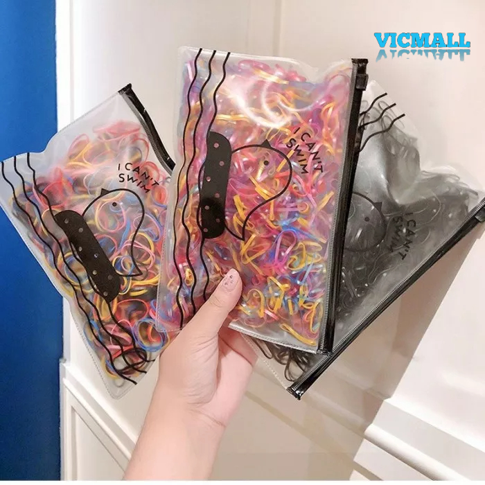 VICMALL - Karet Jepang FREE POUCH Ikat Rambut Karet Kuat Tidak Mudah Putus