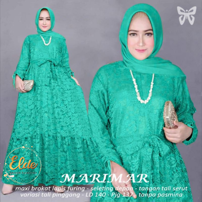 ELDE 5 - Marimar JUMBO DRESS L - XL - 3XL - 5XL Maxi GAMIS BRUKAT Jumbo lapis furing  MAXI Busui tangan serut