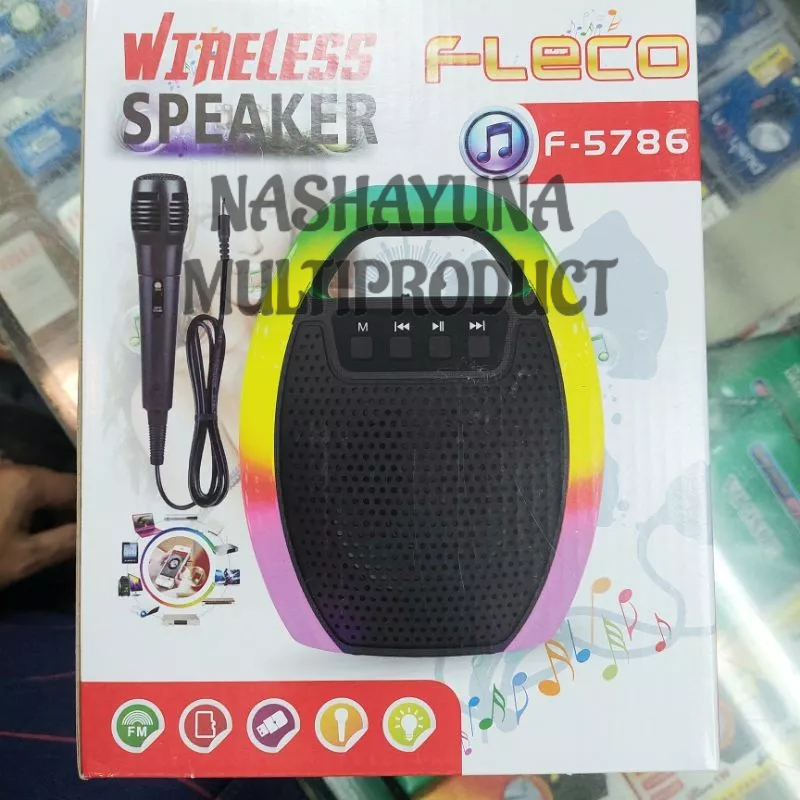 SPEAKER BLUETOOTH PORTABLE FLECO F-5786 MP3/AUX/RADIOFM/LED/MICROPHONE SUARA JERNIH