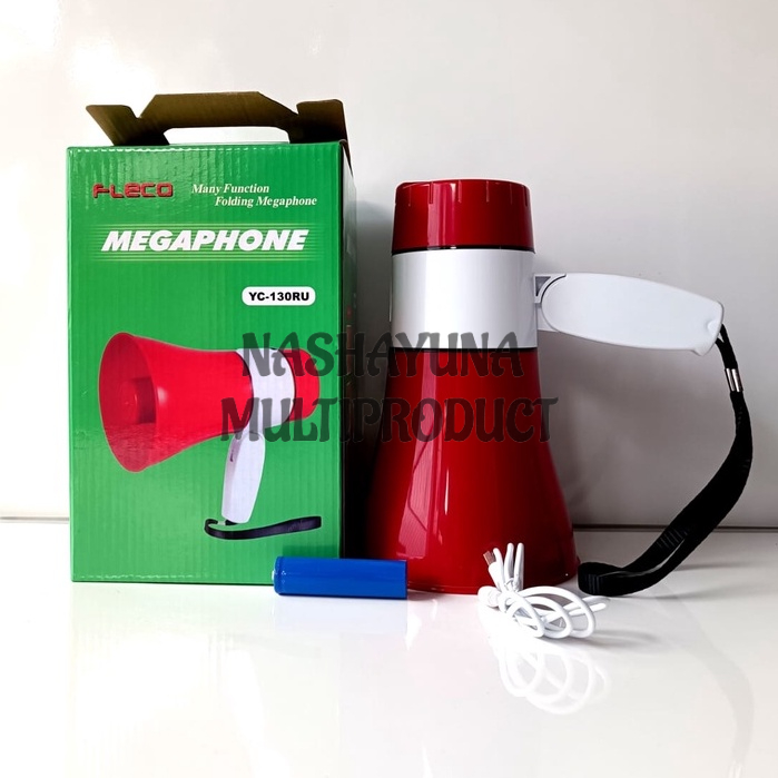 MEGAPHONE/PENGERAS SUARA FLECO YC-130RU GRATIS BATRAI DAN CAS MANY FUNCTION FOLDING MEGAPHONE