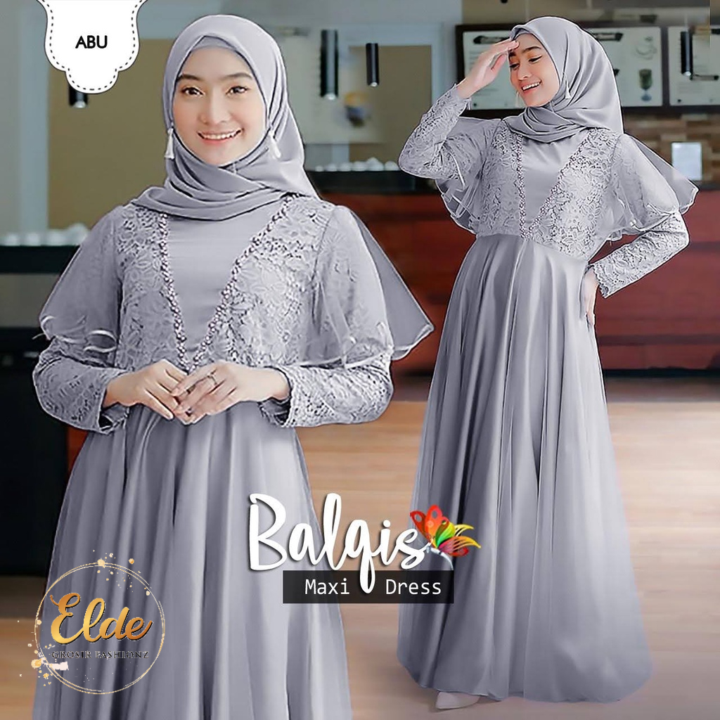 ELDE 66 - Maxy Balqis ( L - XL - 2XL ) Baju Muslim Wanita Terbaru Bahan Brukat Kombi Tile Lapis Furing Tanpa Pasmina