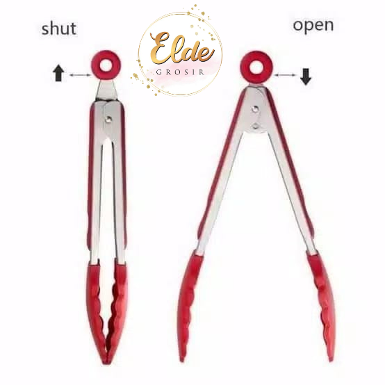 ELDE - CAPITAN /PENCAPIT MAKANAN KUE/FOOD TONGS STAINLESS+SILICON