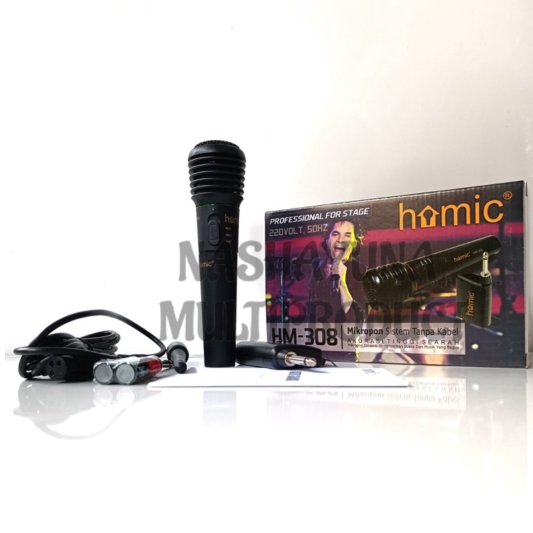 [BAYAR DI TEMPAT] MICROPHONE SINGLE WIRELESS HOMIC HM-298 ( MIC BAHAN METAL ) ORIGINAL