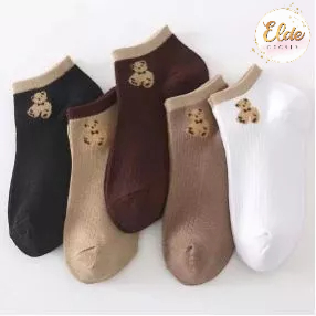 ELDE - Kaos Kaki Pendek Semata Ankle Socks / Kaus Kaki Motif Import Murah