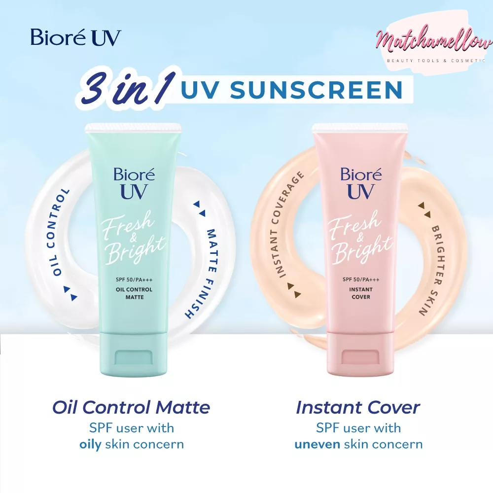❄️MATCHA❄️BIORE UV FRESH &amp; BRIGHT SUNSCREEN - INSTAN COVER OIL CONTROL SPF50 PA+