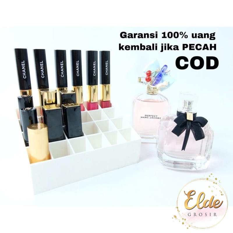 MGA - KOTAK TEMPAT LIPSTIK 5 WARNA ORGANIZER ACRYLIC RAK LIPSTIK / MAKE UP ORGANIZER YANG TERBUAT DR BAHAN ACRYLIC BERKUALITAS TINGGI. TERDIRI DARI 24 SEKAT YANG AMAN UNTUK MENYIMPAN LIPSTICK/BARANG LAIN DENGAN UKURAN SESUAI SEKAT YANG TERSEDIA
