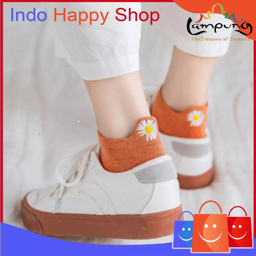 ⭐𝐈𝐇𝐒 𝟐𝟒𝟐 𝐋𝐚𝐦𝐩𝐮𝐧𝐠⭐️Kaos Kaki Wanita Motif Bunga Daisy Fashion Korea Kaos Kaki Pendek Wanita Ankle Socks