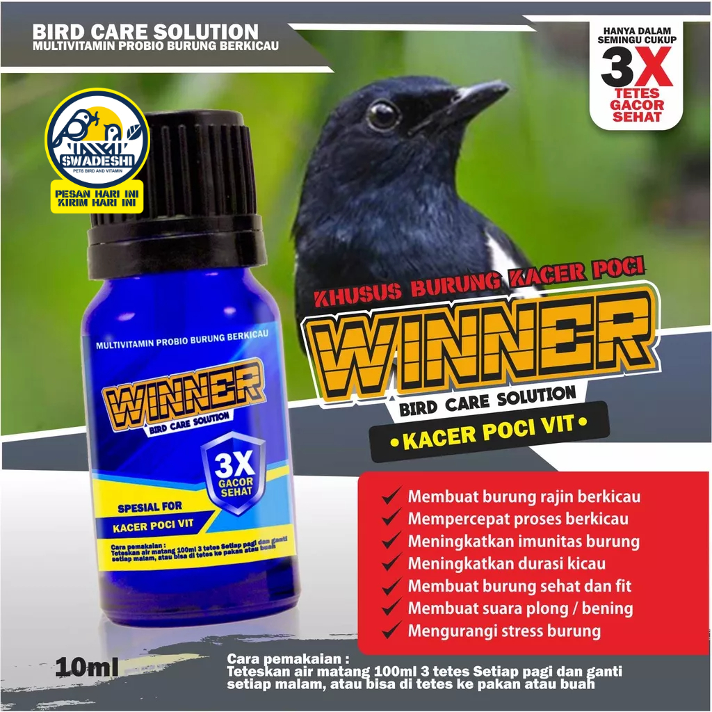 VITAMIN BIKIN BURUNG GACOR KACER POCI - WINNER -GACOR- BISA TETES DI AIR MINUM & PAKAN BURUNG
