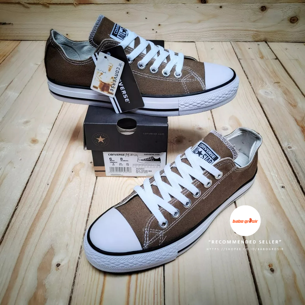 PROMO Sepatu Converse Chuck Taylor OX Classic Brown, Upper Kanvas, Tapak Rubber, Premium Import Quality Tag Made in Vietnam