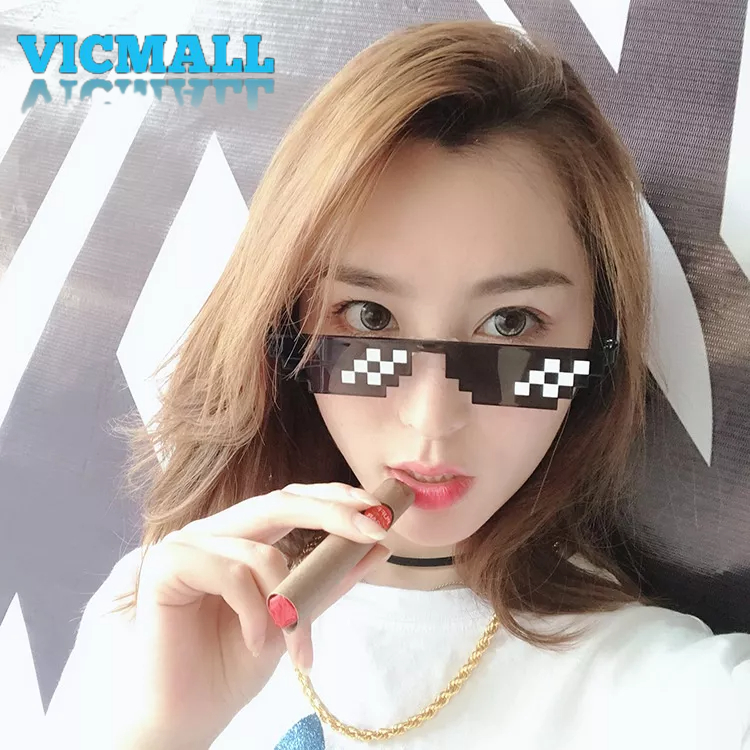 VICMALL - Kacamata Hitam Pria Wanita Model Thug Life Mosaic Kacamata Gaming Kacamata Minecraft Kacamata Fashion Thug Life