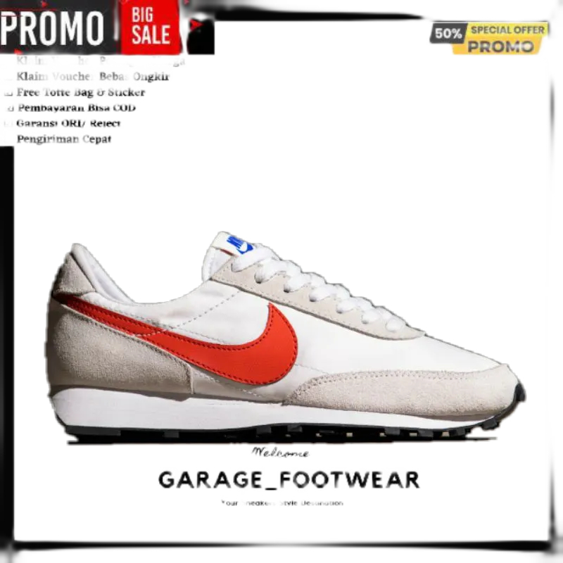 NIKE DAYBREAK WHITE RED SOLE BLACK ORIGINAL 100% - SEPATU PRIA - SEPATU NIKE ORIGINAL 100% - NIKE OR
