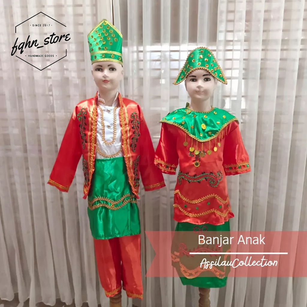 Baju adat anak Kalimantan Selatan/Banjar satuan (Laki/Cewe)