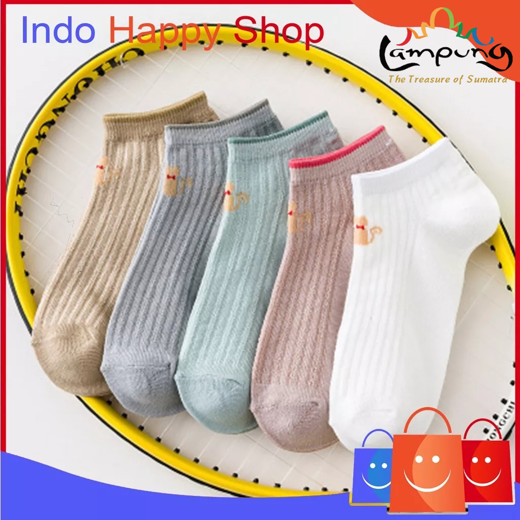 ⭐️𝐈𝐇𝐒 𝟓𝟕𝟗 𝐋𝐚𝐦𝐩𝐮𝐧𝐠⭐️Kaos Kaki Wanita Motif Kucing Korean Style Kaos Kaki Pendek Wanita Ankle Socks Import