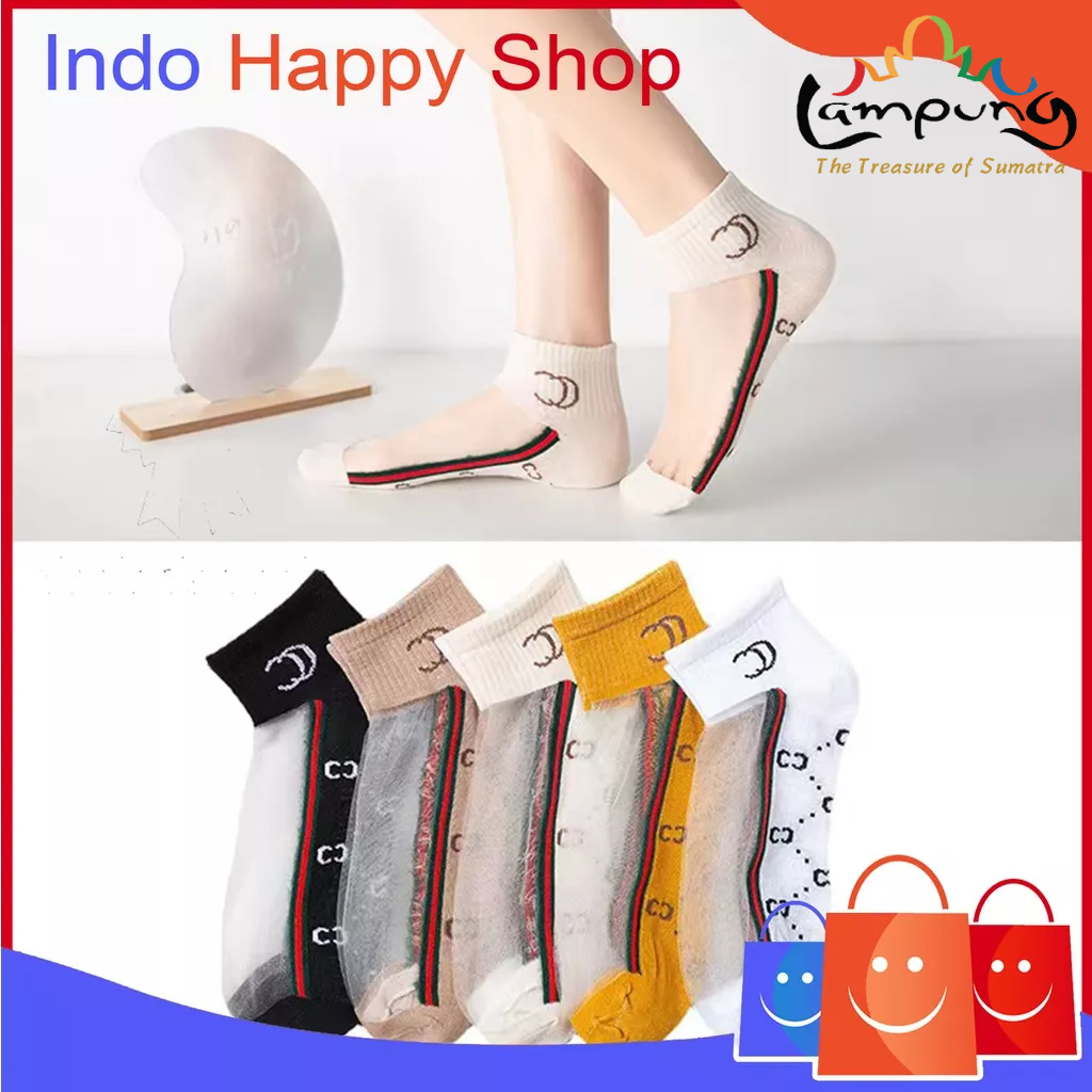 ⭐️𝐈𝐇𝐒 𝟖𝟕𝟔 𝐋𝐚𝐦𝐩𝐮𝐧𝐠⭐️Kaos Kaki Transparan Wanita Kaos Kaki Motif Branded Fashion Japanese Ankle Socks