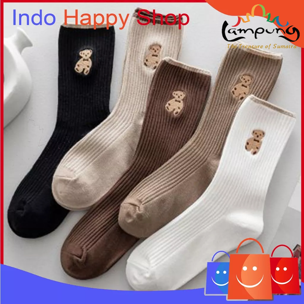 ⭐️𝐈𝐇𝐒 𝟔𝟐𝟔 𝐋𝐚𝐦𝐩𝐮𝐧𝐠⭐️Kaos Kaki Pria Wanita Panjang Setinggi Betis Motif Beruang Cute Bear New Fashion Korean Style Socks